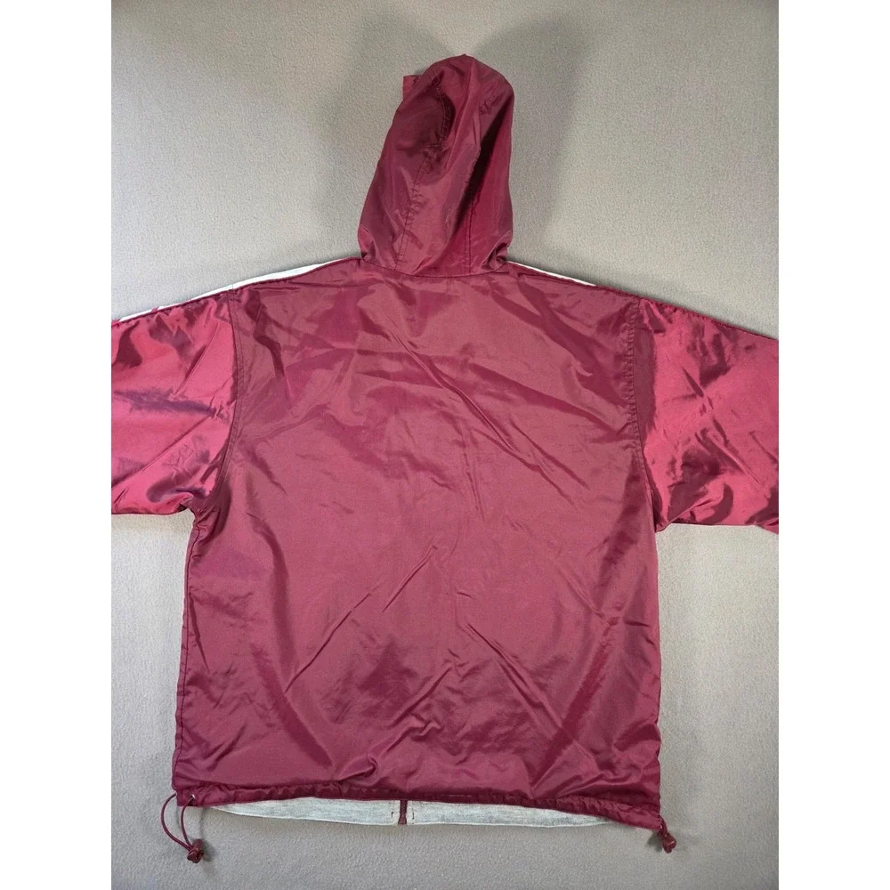 Vintage Adidas Jacket Mens Large Maroon Hooded Full Zip Striped Team Lined 90s